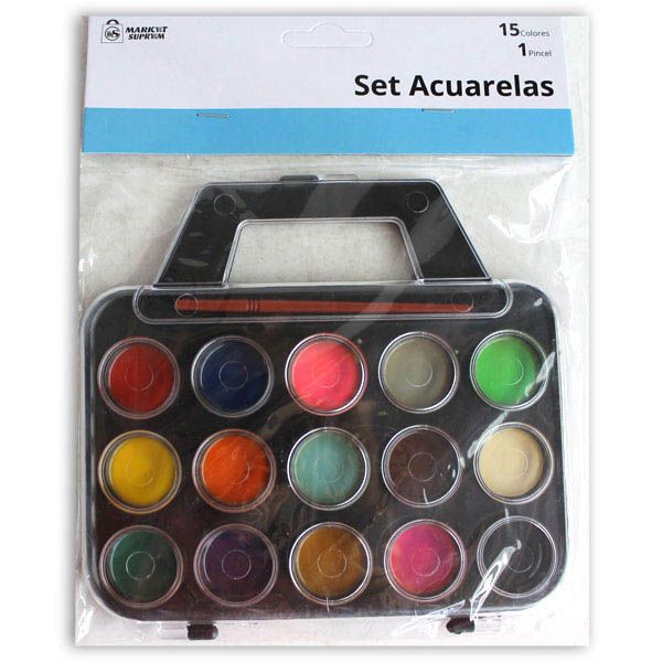 ACUARELAS 15 COLORES 54734 18X12X1CM CON PINCEL