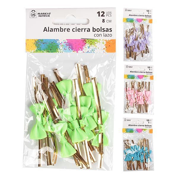 ALAMBRE A9323 CIERRA BOLSAS CON LAZO 12 UDS 8 CM