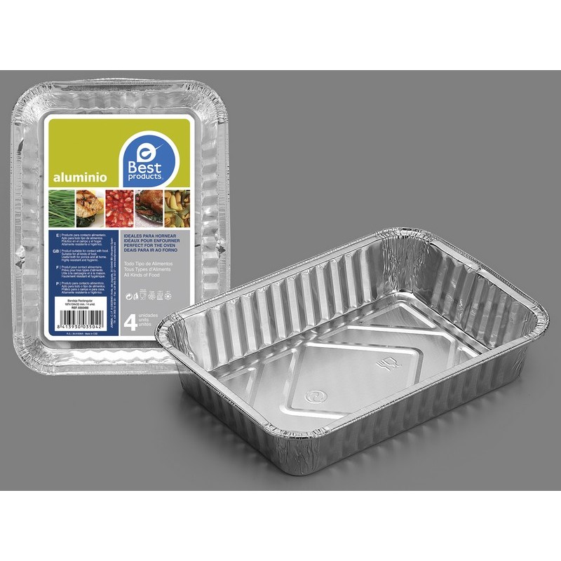 BANDEJA ALUMINIO 350400 SET 4 UDS RECTANGULAR 18.2X13.5X4.8CM