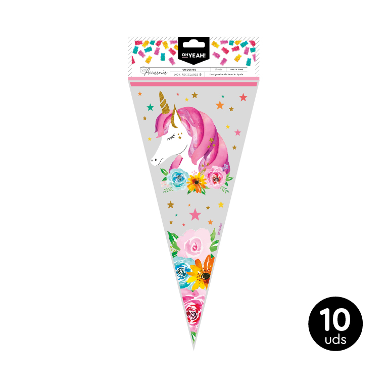 BOLSA DE CHUCHES 128-1004 UNICORNIOS 18X37CM SET 10UDS