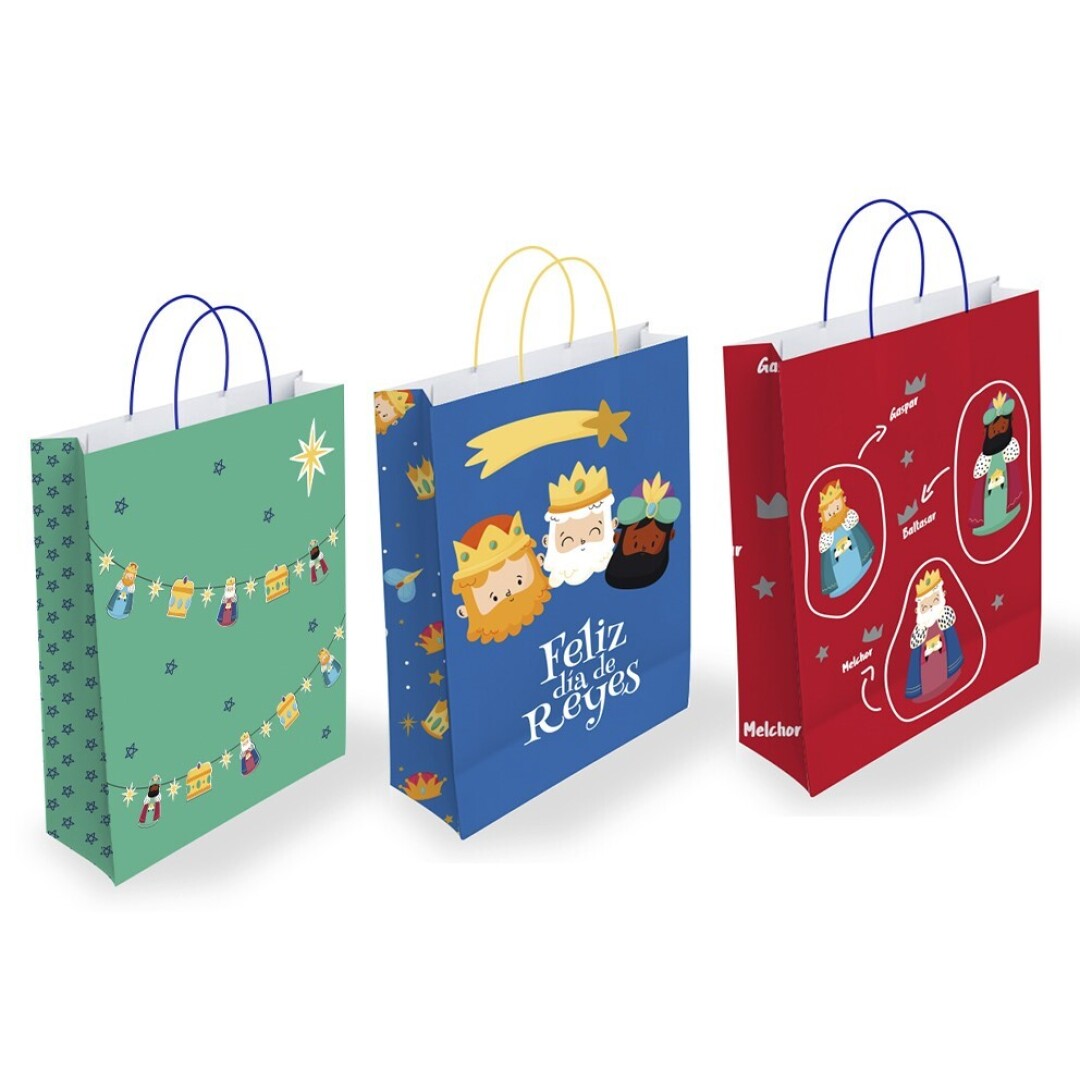 BOLSA PAPEL REYES MAGOS L 332875 CON TARJETA