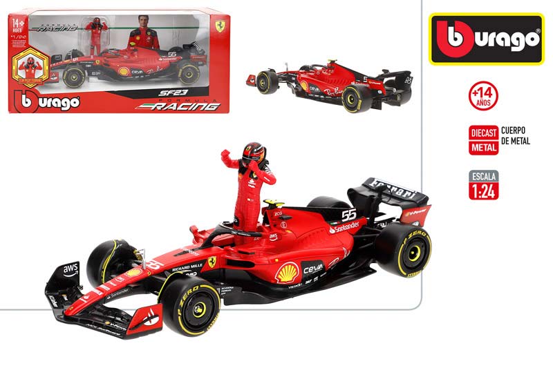 COCHE F1 78060 FERRARI 1:24 Y FIGURA CARLOS SAINZ METAL