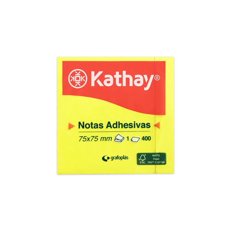 CUBO 400 NOTAS ADHES 75X75MM KATHAY NEON 86007499