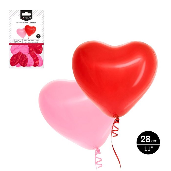 GLOBO 112-1063 CORAZON ROJO Y ROSA 28CM