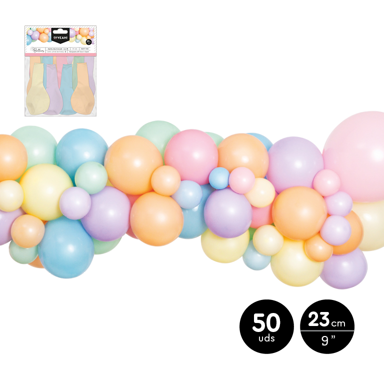 GLOBO 112-1141 LATEX COLORES PASTEL STD 23CM SET 50UDS