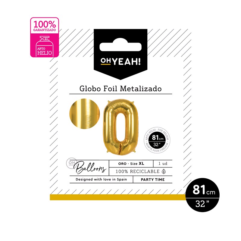 GLOBO 113-1050 POLIAMIDA Nº0 81CM ORO METALIZADO