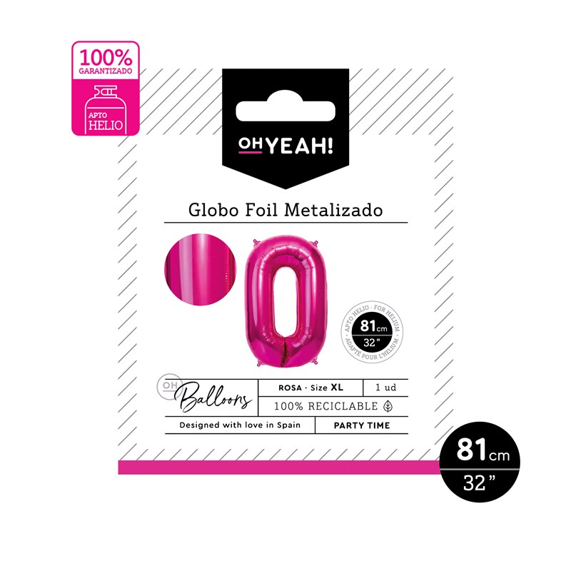 GLOBO 113-1080 POLIAMIDA Nº0 81CM ROSA METALIZADO