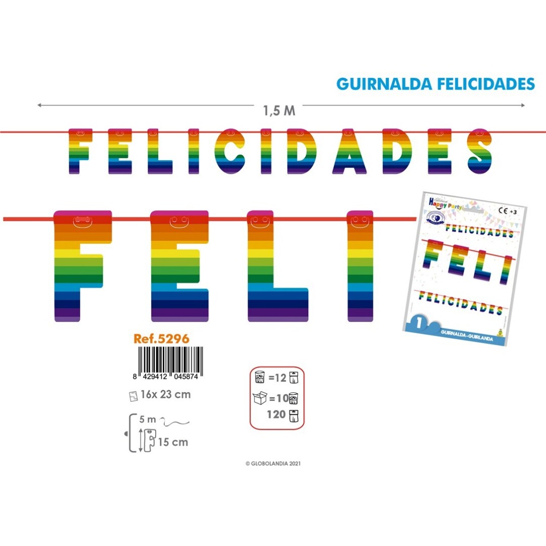 GUIRNALDA 5296 ARCOIRIS FELICIDADES