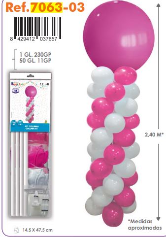 KIT COLUMNA 7063-03 2.40CM FUCSIA Y BLANCOS