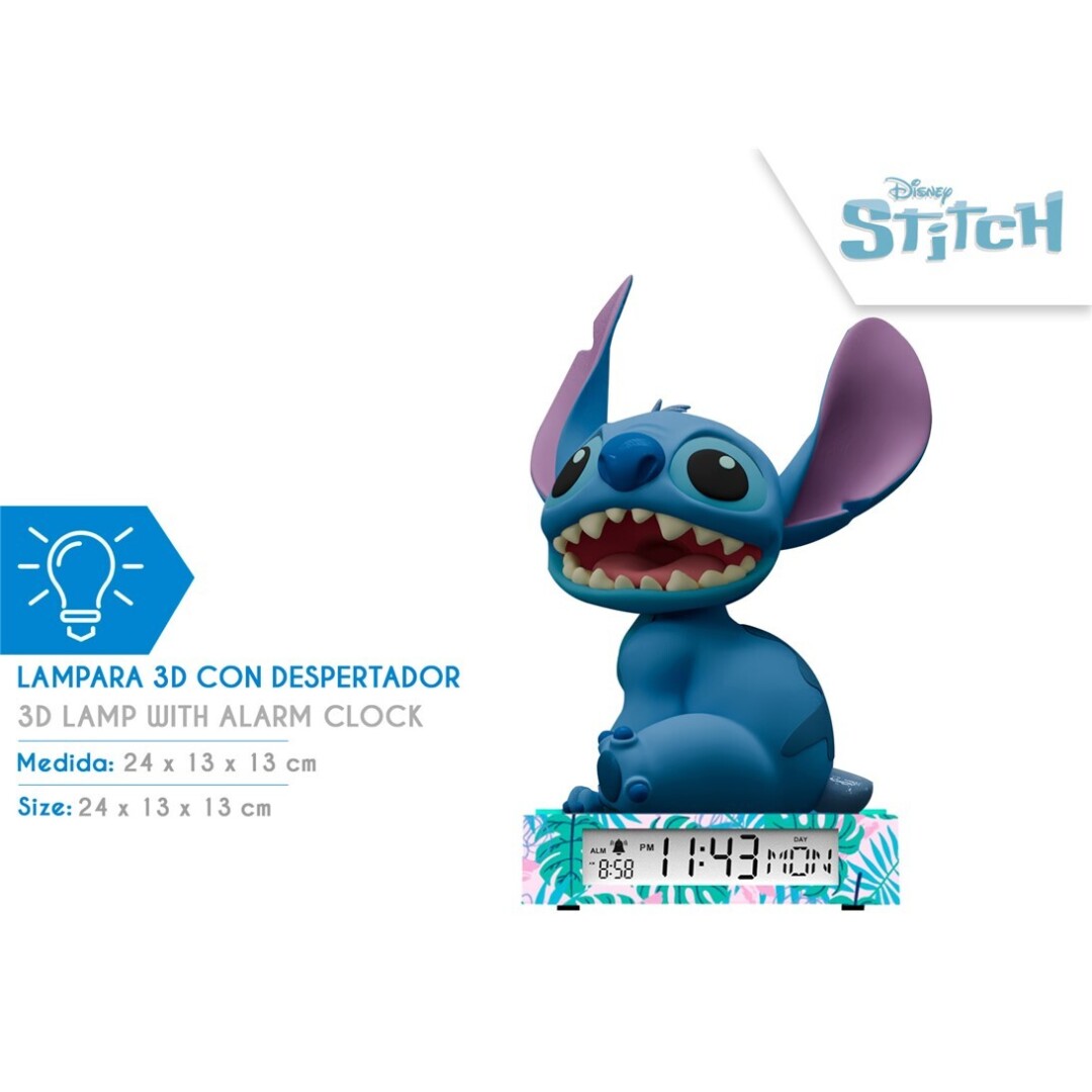 LAMPARA 3D LAS3055 STITCH DESPERTADOR Y FECHA