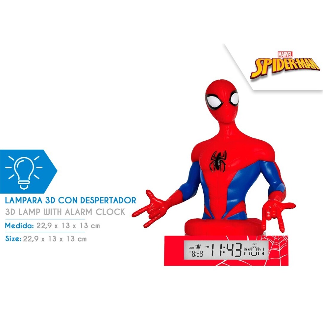 LAMPARA 3D SPIDERMAN SPD3621 DESPERTADOR Y FECHA