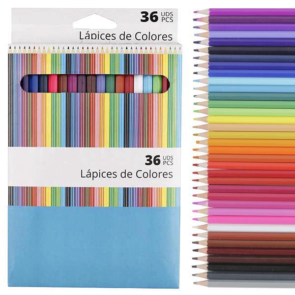 LAPICES COLORES A9706 PLASTICO 36UDS 17CM