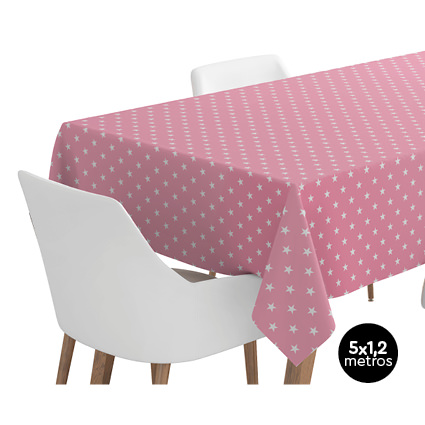 MANTEL 3155 STARS STD ROSA BABY ROLLO 1.2X5M