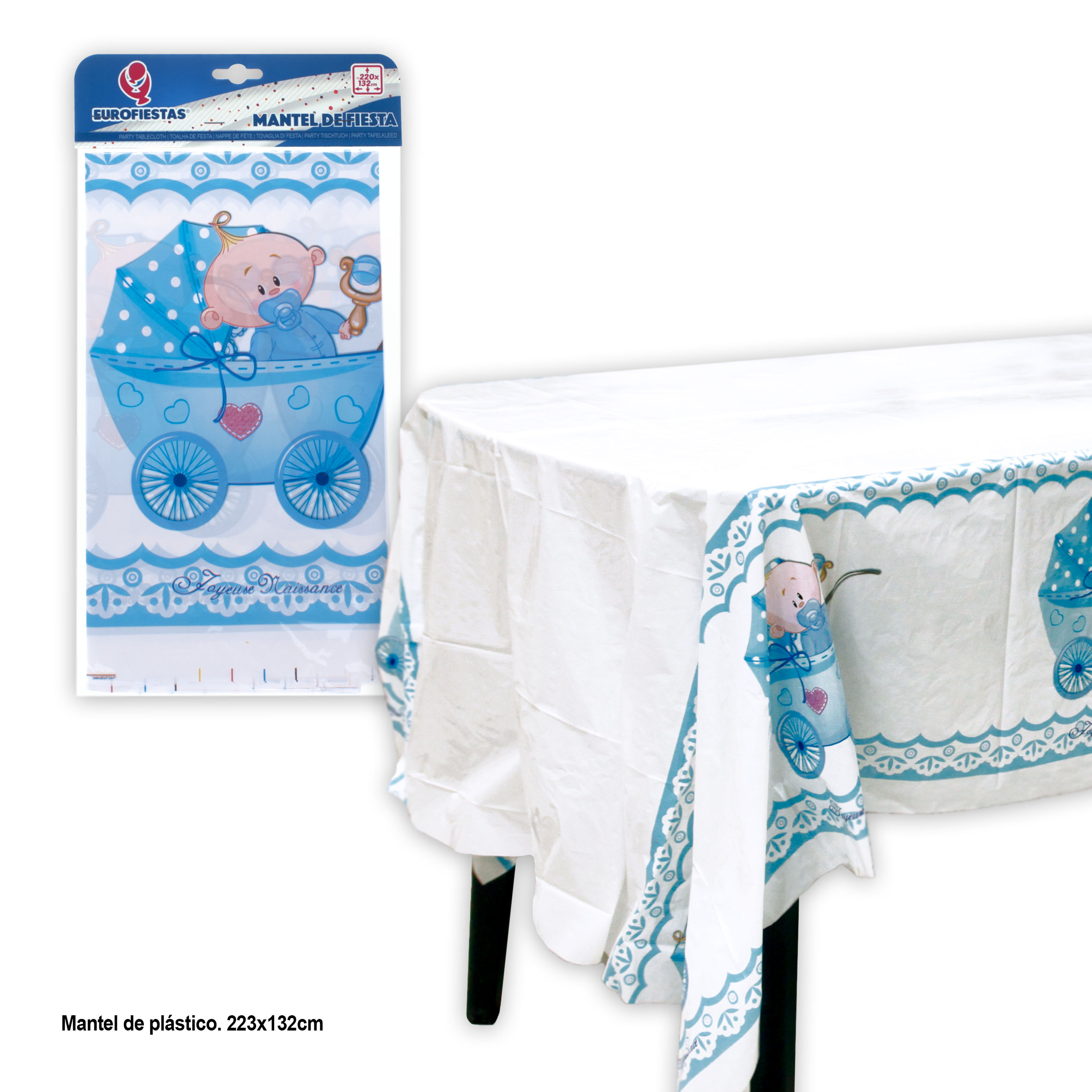 MANTEL 40034 CARRITO AZUL 220X132CM