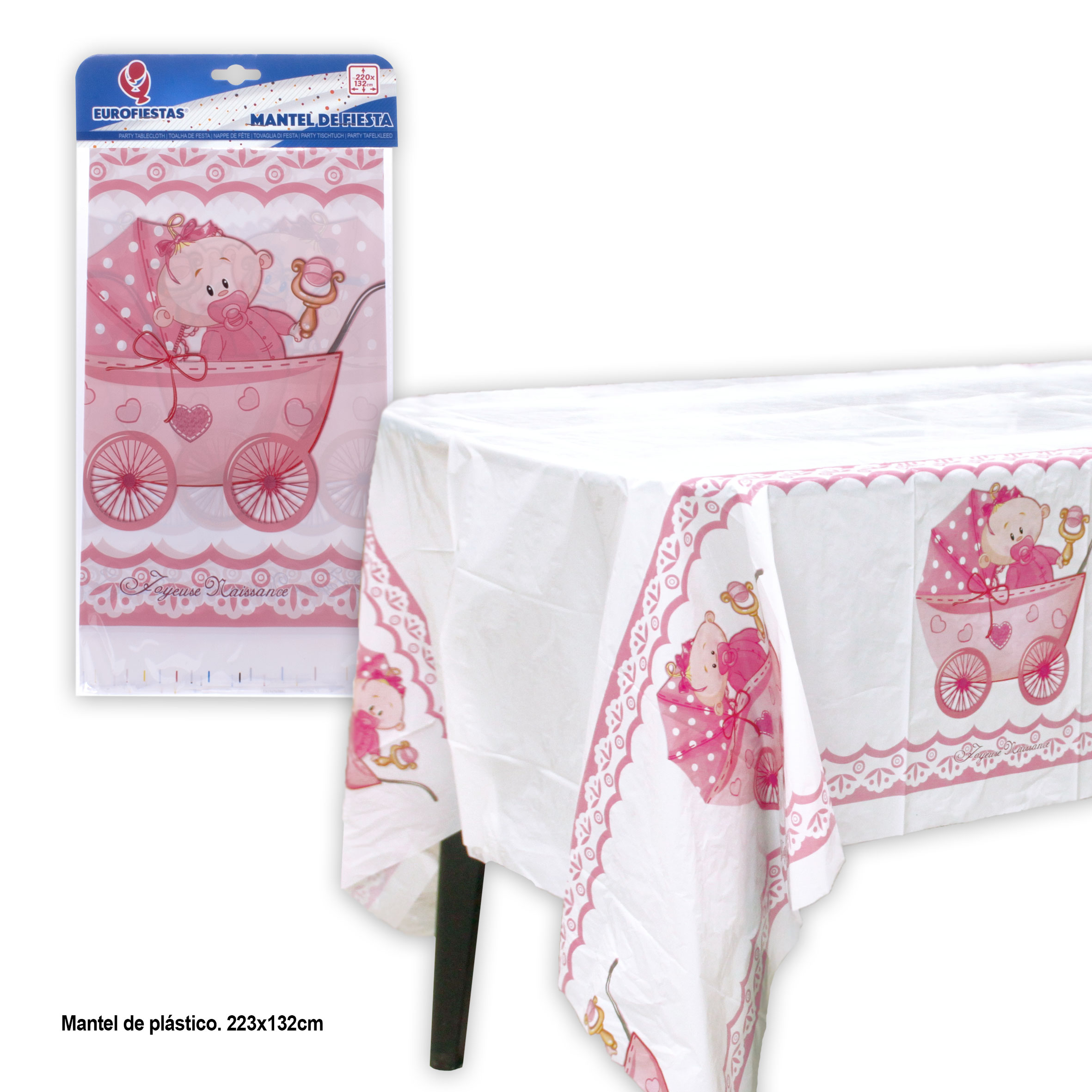 MANTEL 40035 CARRITO ROSA 220X132CM