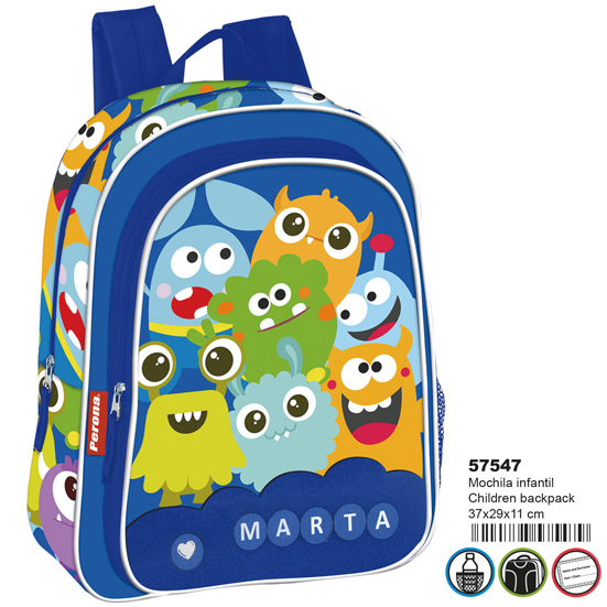 MOCHILA 57547 INFANTIL MONSTERS 37X29X11CM**