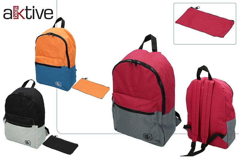 MOCHILA CON ESTUCHE 82092 AKTIVE 34X43CM*