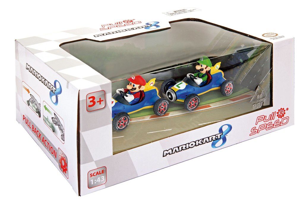 PACK 2 COCHES 15813018 MARIO KART PULL AND SPEED MARIO Y LUIGI 1:43