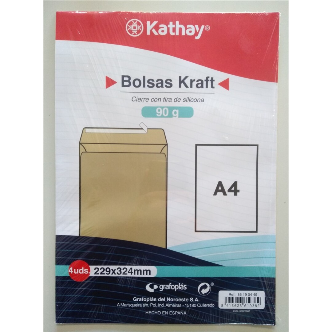 PACK 4 BOLSAS 86190449 KRAFT 229*324 KTY