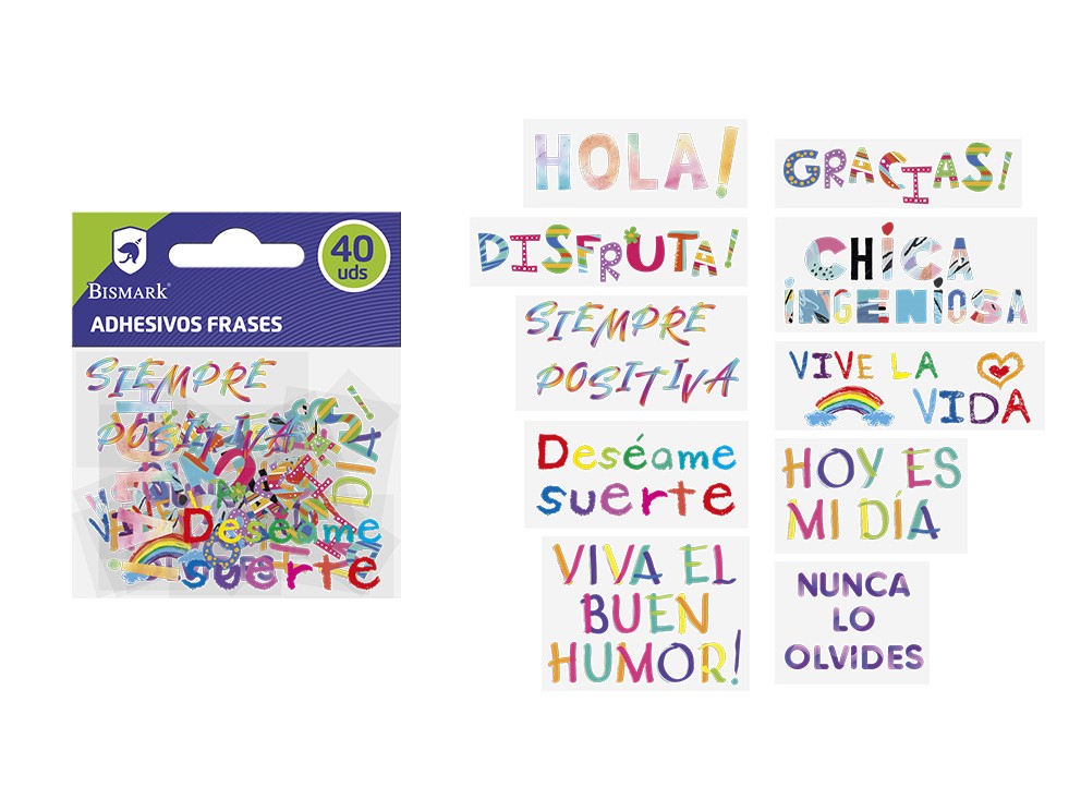 PEGATINAS TRANSPARENTES 330603 FRASES PACK 40UDS