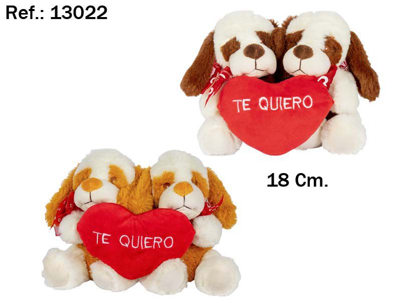 PELUCHE 13022 PAREJA PERROS ENAMORADOS 18CM STD