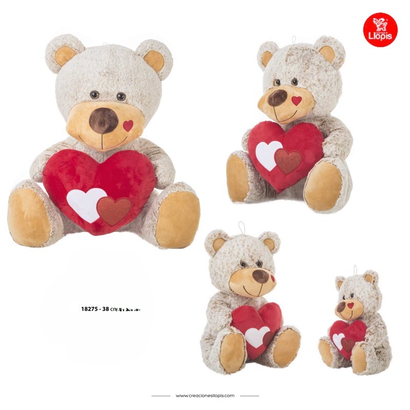 PELUCHE 18275 OSO BEIG C/CORAZON 38CM