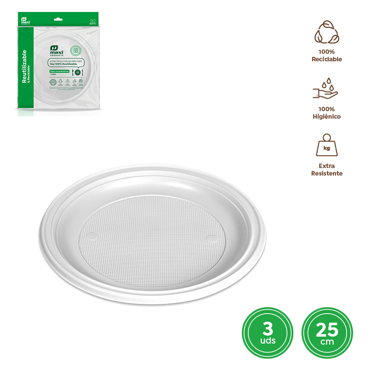 PLATO LLANO REDONDO 1004R PIZZA BLANCO 28CM SET 3UDS