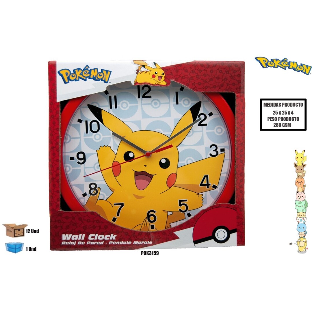 RELOJ PARED POKEMON POK3159