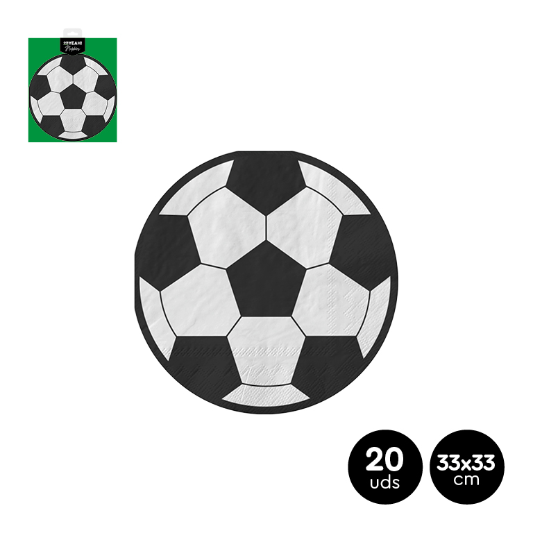 SERVILLETA 124-1032 DOBLE CAPA FORMA BALON FUTBOL SET 20UDS