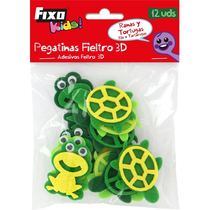 SET 12 FIGURAS FIELTRO ADH.3D RANAS Y TORTU 68048602