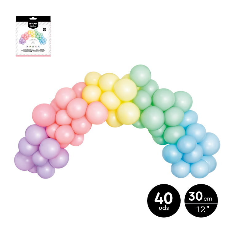 SET ARCO DE GLOBOS 112-1140 COLORES STD PASTEL SET 40UDS 1.5M