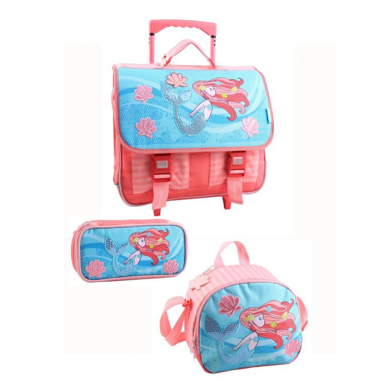 SET MOCHILA ESCOLAR + BOLSA DE ALMUERZO + ESTUCHE SIRENA JC856417S