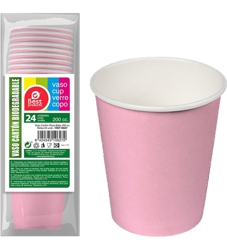 VASO S/24 10627 CARTON ROSA BABY 200CC