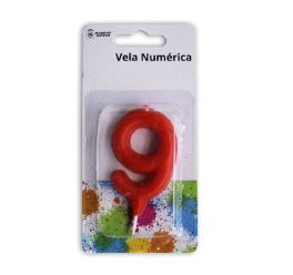 VELA A7814 ROJA Nº 9 CON PINCHO