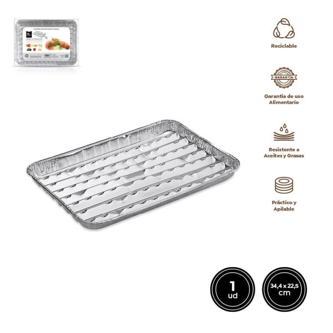 BANDEJA 2015 ALUMINIO BARBACOA RECTANGULAR 34,4X22,5CM