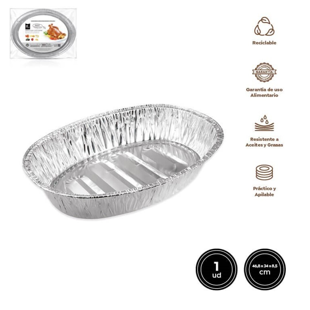 BANDEJA 2026 ALUMINIO EXTRAGRANDE OVALADA 46,8X34X8,5CM