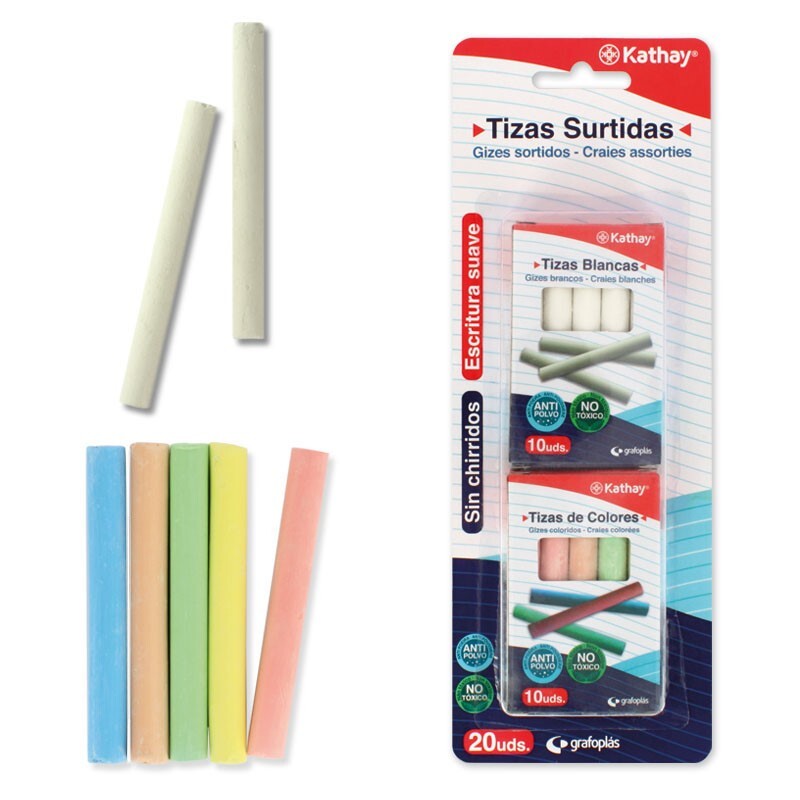 BLISTER 2 CAJAS TIZAS BCO+COLOR 10UD KATH 86001499