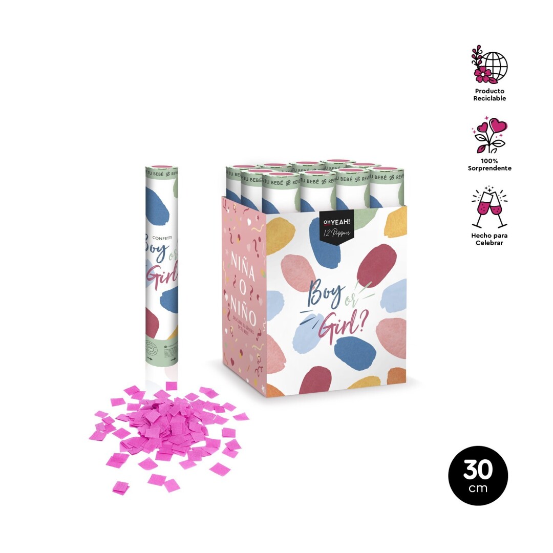 CAÑÓN 114-1021 CONFETI GENDER REV. NIÑA 30CM**
