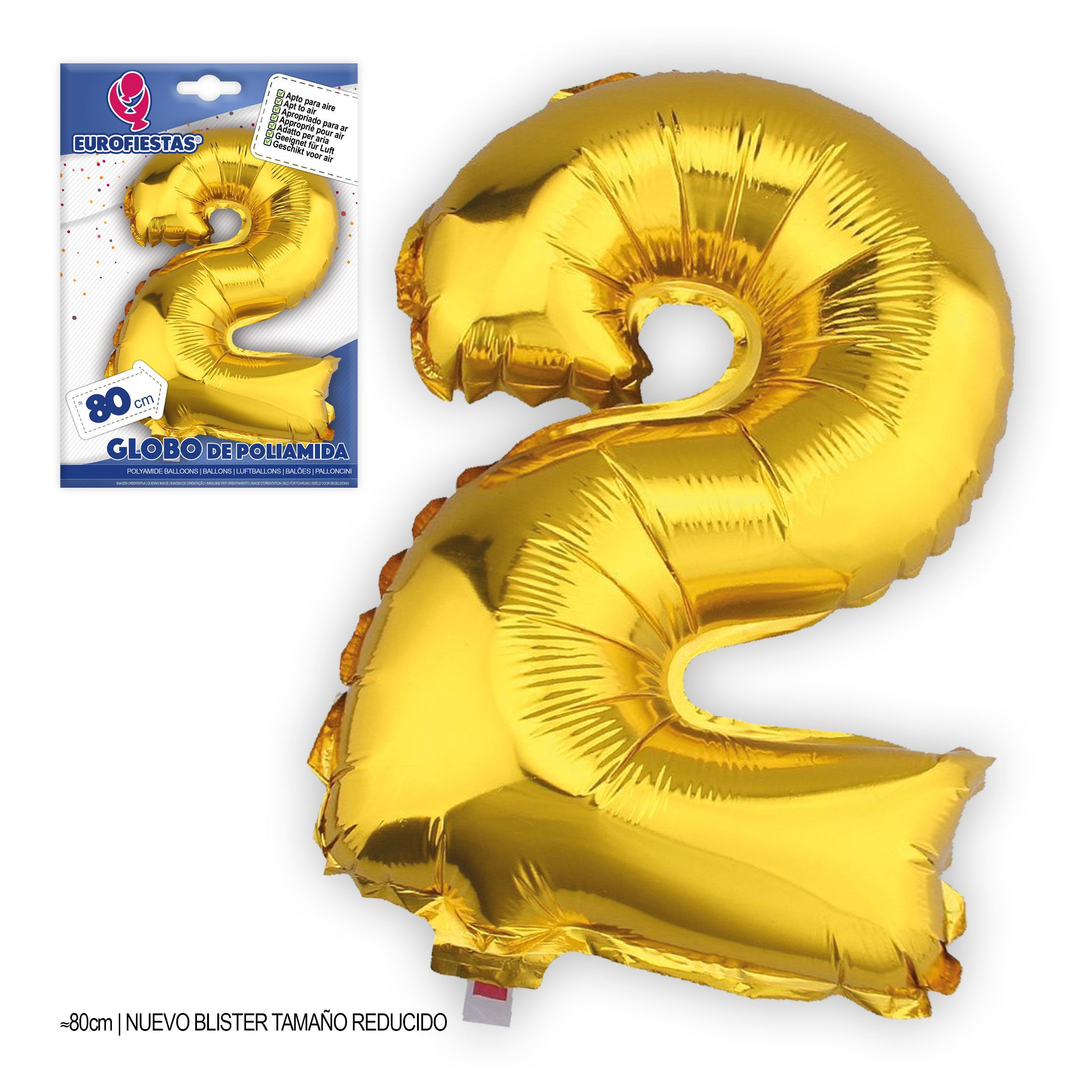 GLOBO FOIL 3392 NÚMERO 2 ALTURA 80CM