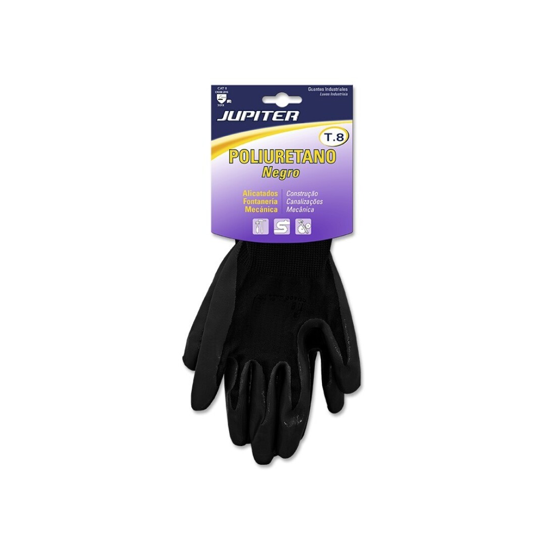 GUANTES JUPITER PU NEGRO T8 PAR 327490