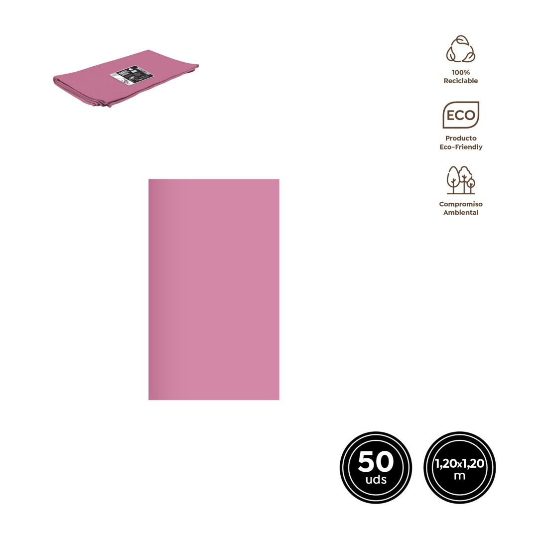 PACK 50UDS MANTEL 5495 TNT 1,2 M X 1,2 M ROSA PASTEL**
