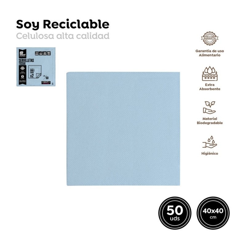 SERVILLETA 3220N PUNTA PUNTA AZUL PASTEL 40X40CM 50UDS