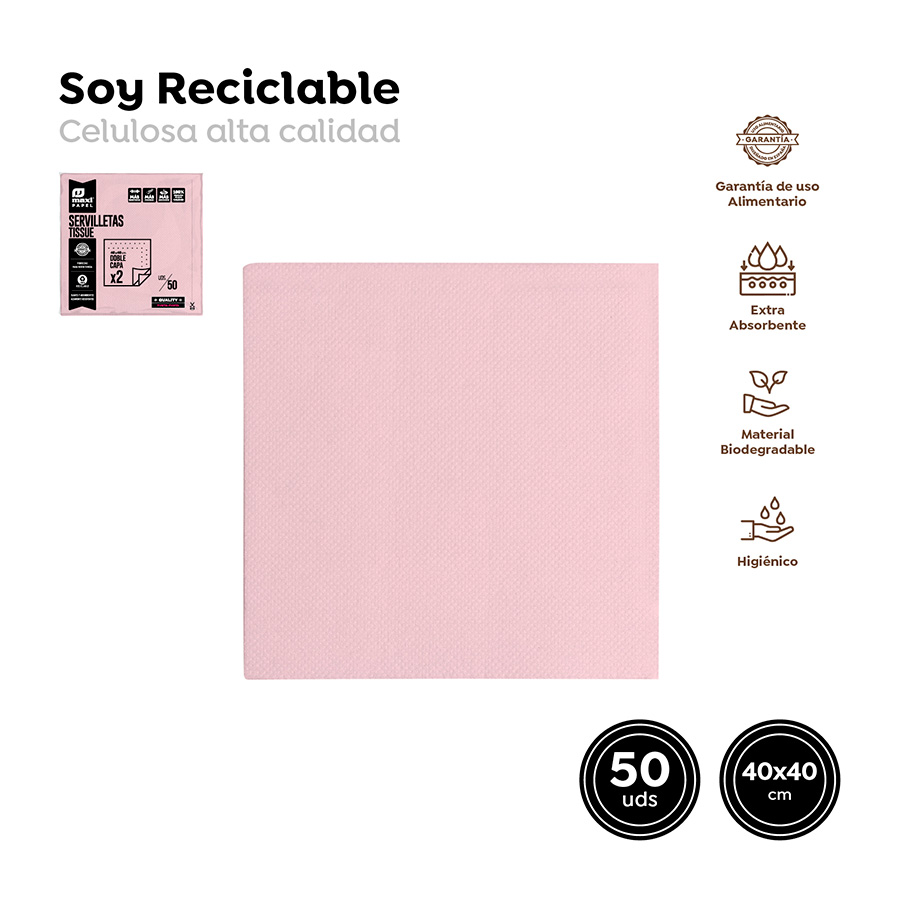 SERVILLETA 3228N PUNTA PUNTA ROSA PASTEL 40X40CM 50UDS