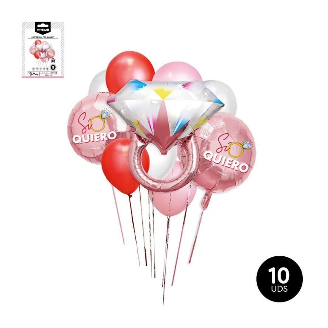 SET 10 GLOBOS 111-1000 ANILLO COLORES SURTIDOS EN UD VENTA**
