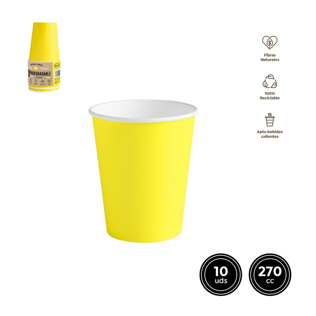 SET 10UDS 8136 VASO CARTÓN AMARILLO 270CC (9OZ)