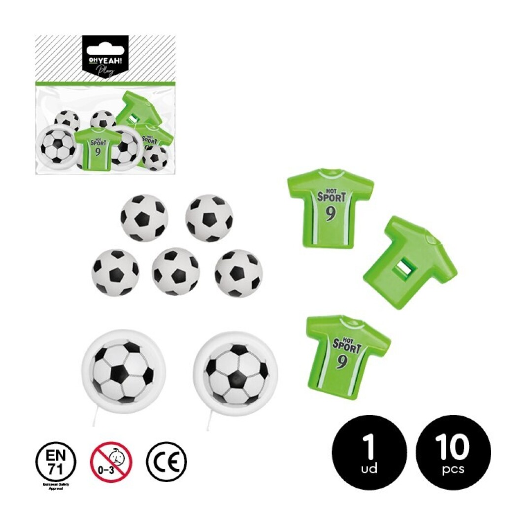 SET 10UDS SURTIDO 129-1556 JUGUETES PARA PIÑATA FÚTBOL PLÁSTICO