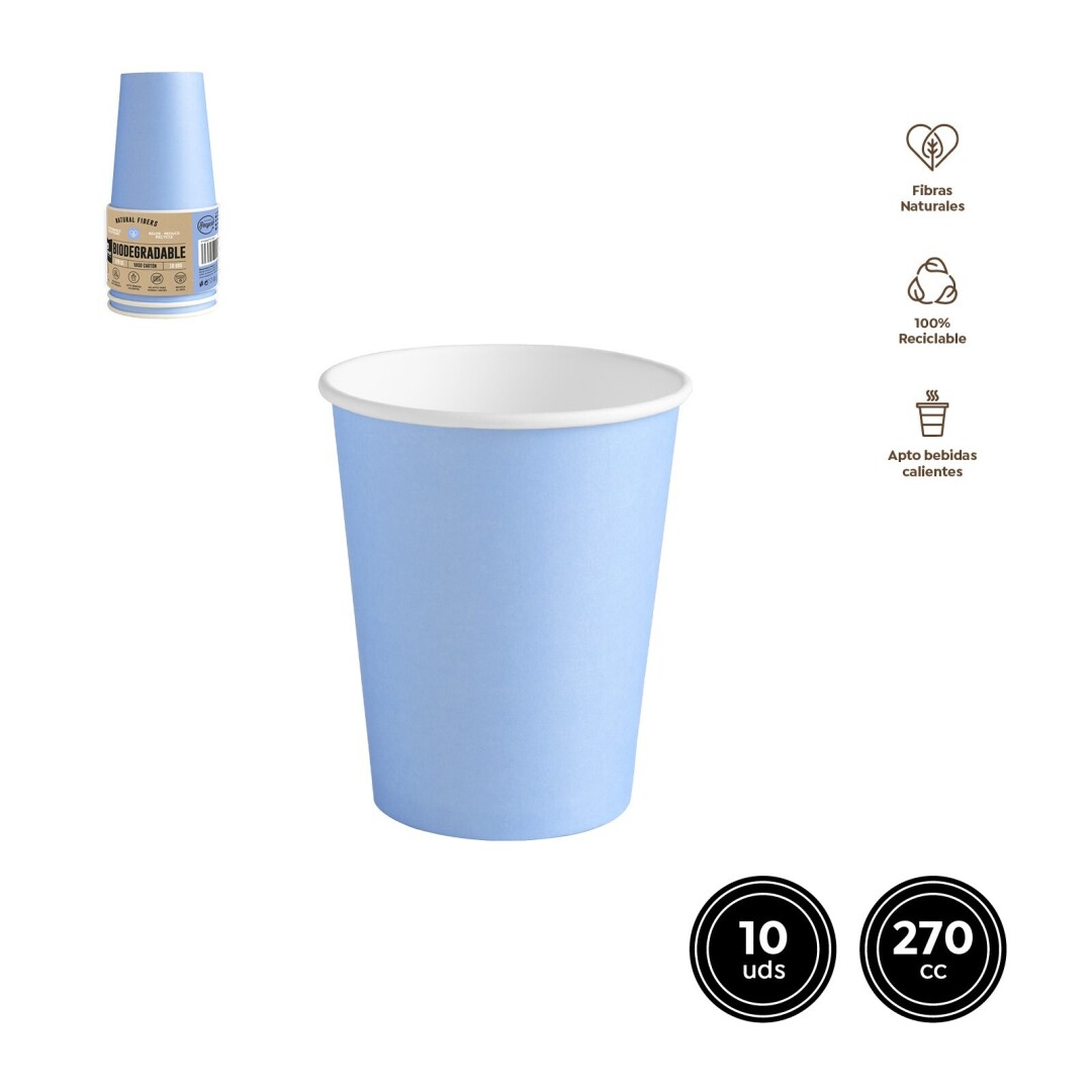 SET 10UDS VASO 8133 CARTÓN AZUL PASTEL 270CC (9OZ)