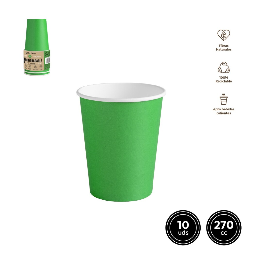 SET 10UDS VASO 8137 CARTÓN VERDE 270CC (9OZ)