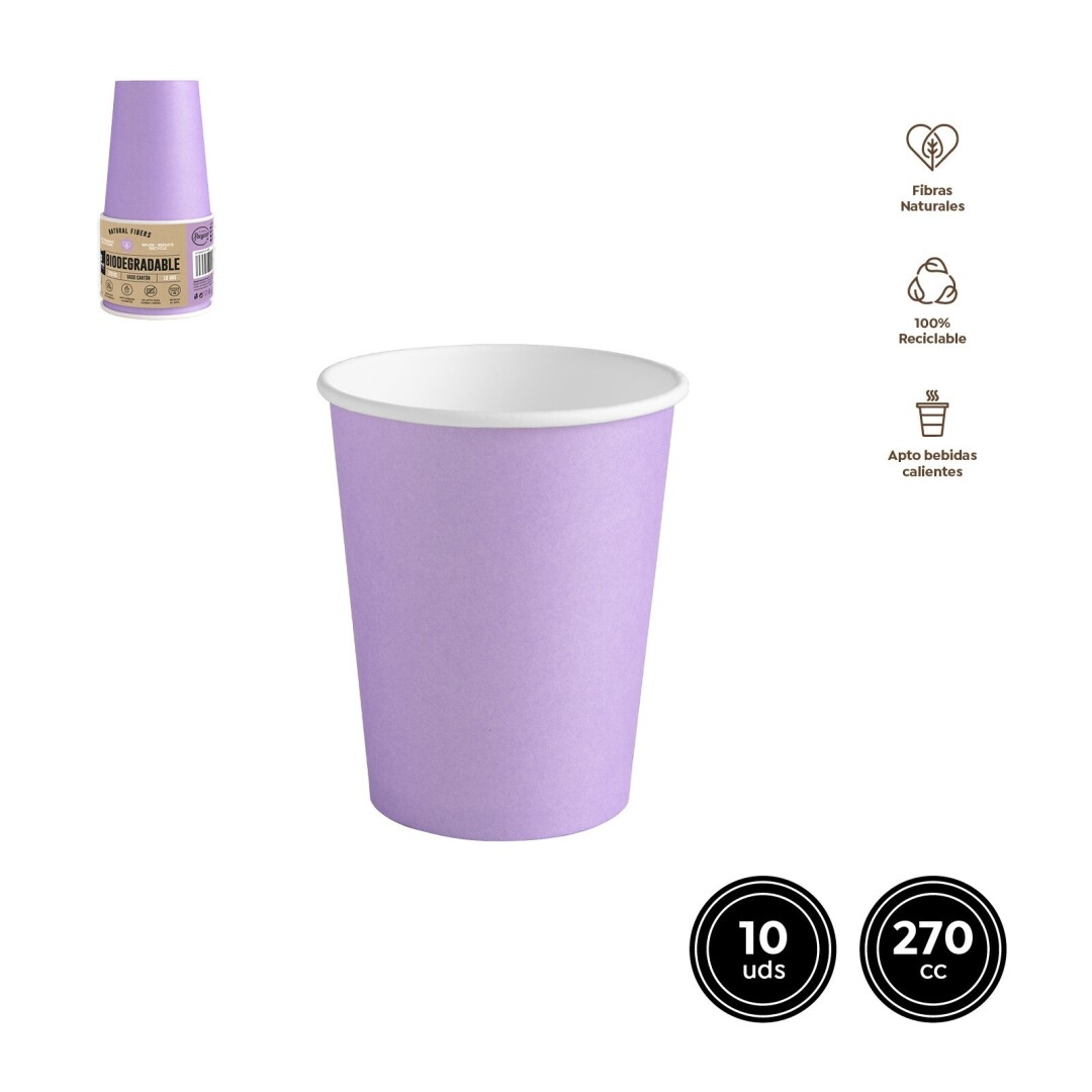 SET 10UDS VASO 8138 CARTÓN LAVANDA 270CC (9OZ)