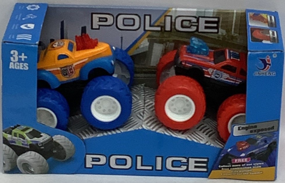 SET 2 VEHICULOS MONSTER CAR POLICIA 1477